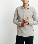 Polo col ouvert manches longues beige