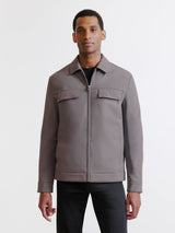 Blouson col chemise taupe