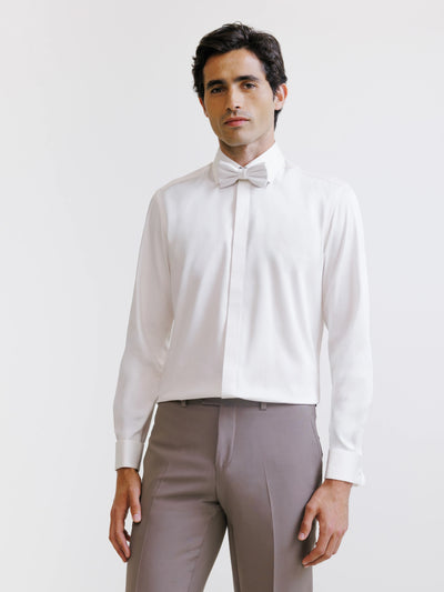 Chemise en satin de coton écru