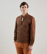 Blouson col teddy en suède marron - IZAC