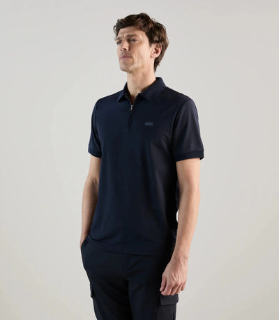 Polo en jersey col zippé marine - IZAC