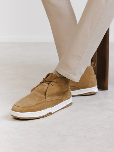 Camel suede casual ankle boots