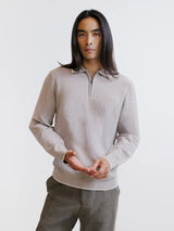 Beige zipped polo neck jumper