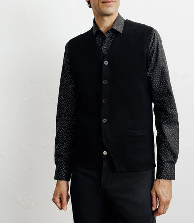 Gilet sans manches boutonné jeux de points noir