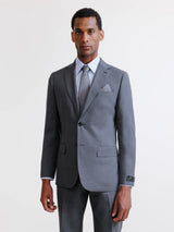 Two-button suit, 100% wool, medium grey