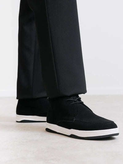 Casual black suede ankle boots