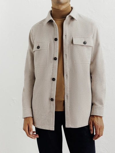 Veste casual col chemise beige