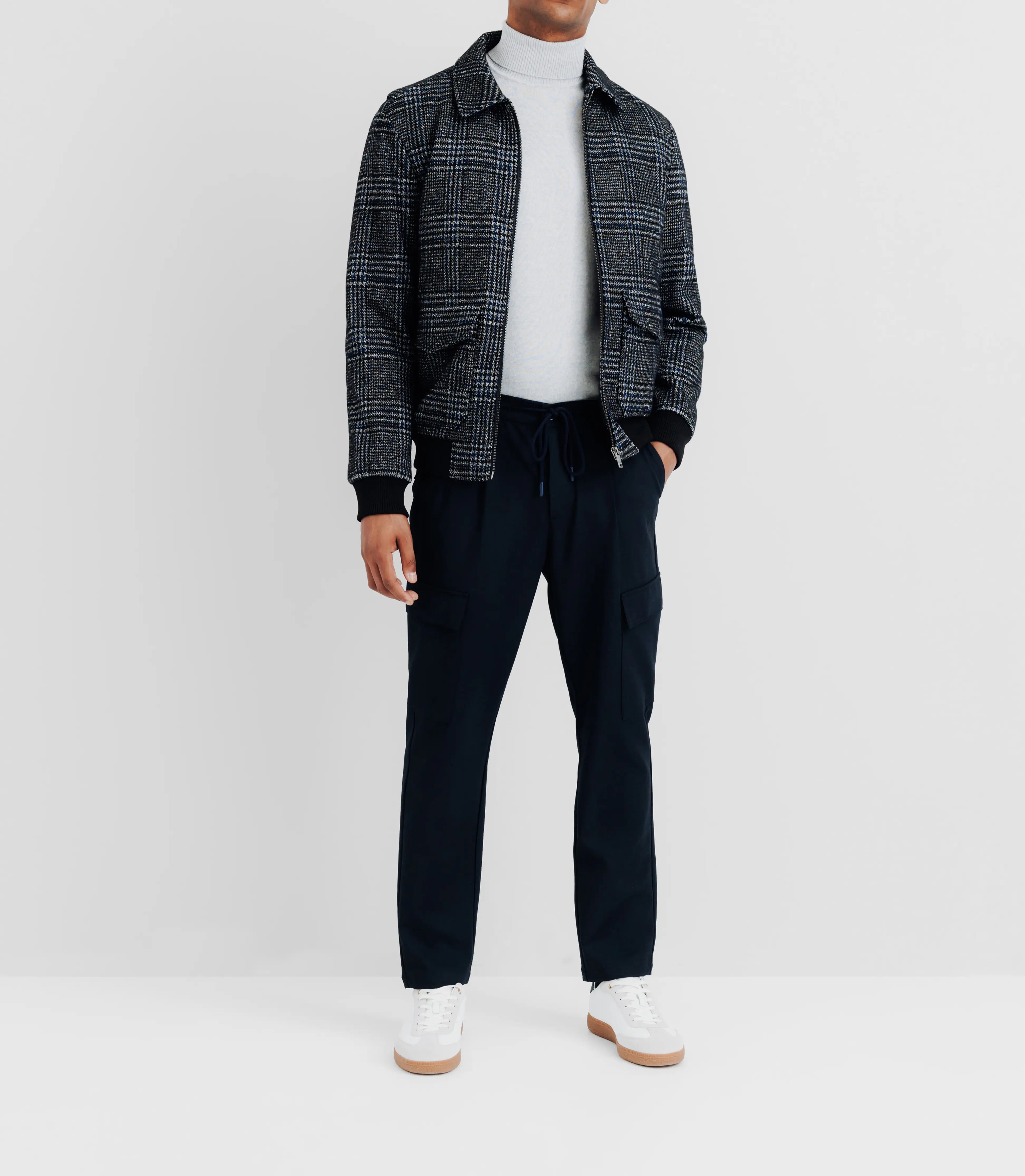 Blouson en laine col chemise marine - IZAC