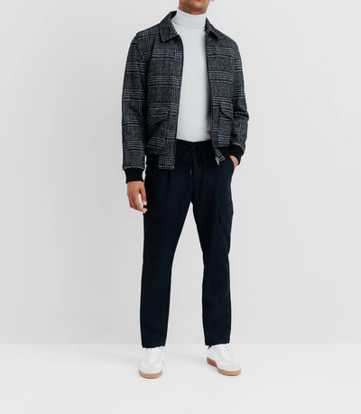 Blouson en laine col chemise marine - IZAC