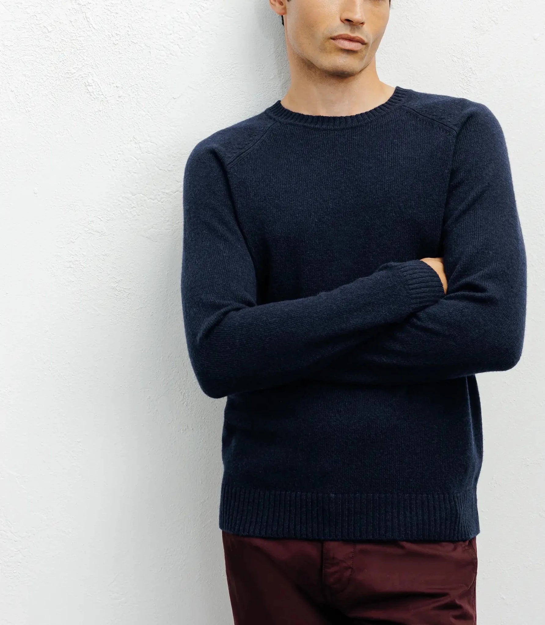 Pull en laine col rond marine - IZAC