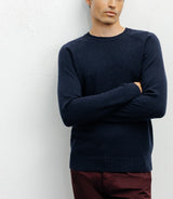 Navy wool round-neck sweater