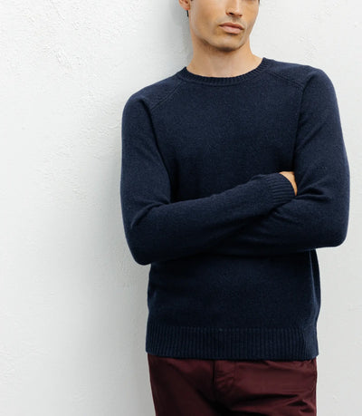 Navy wool round-neck sweater