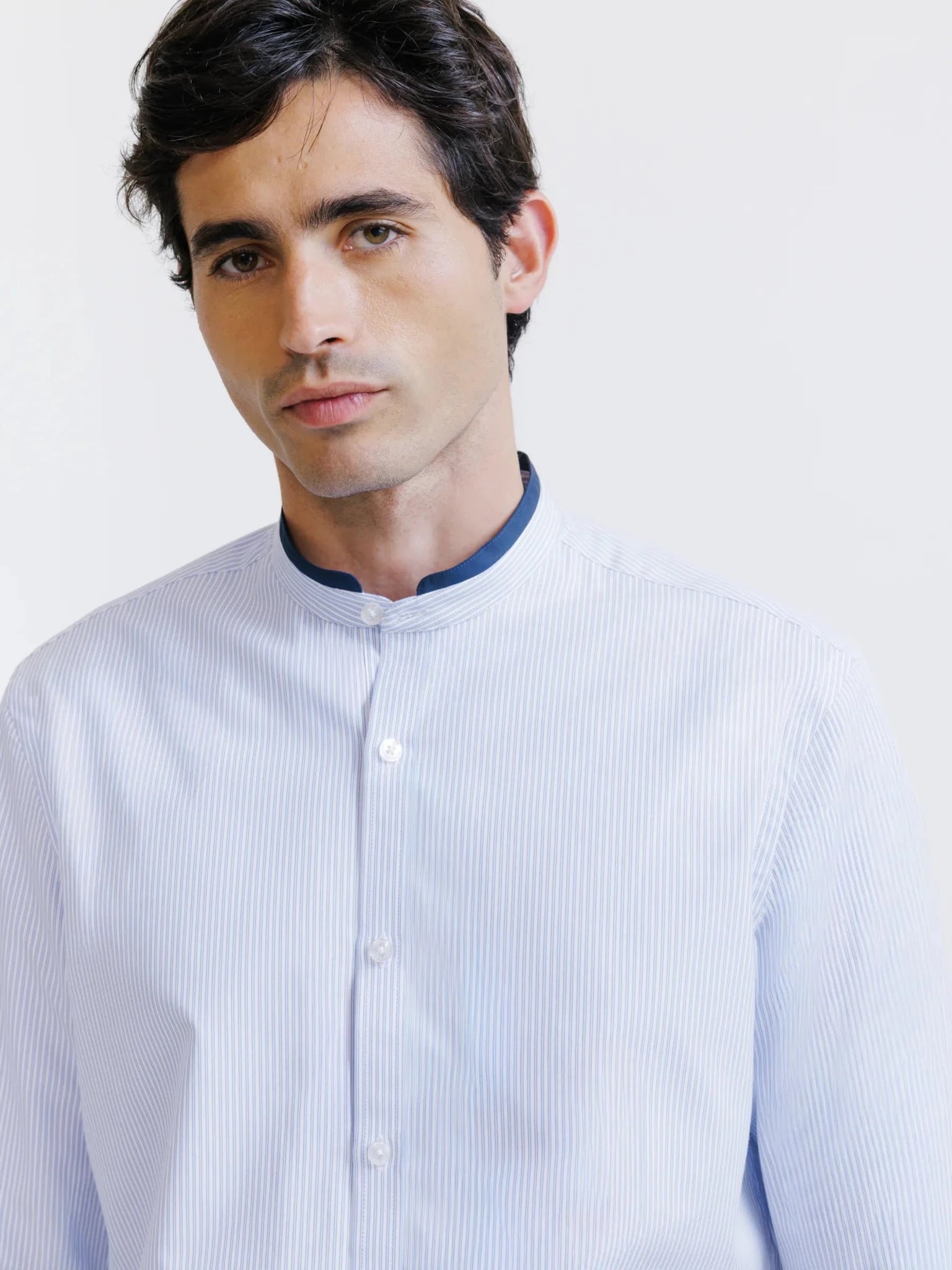 Chemise col mao ciel