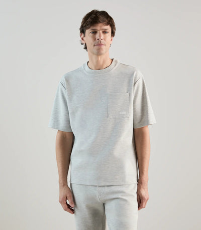 T-shirt col rond en jeu de points gris chine - IZAC