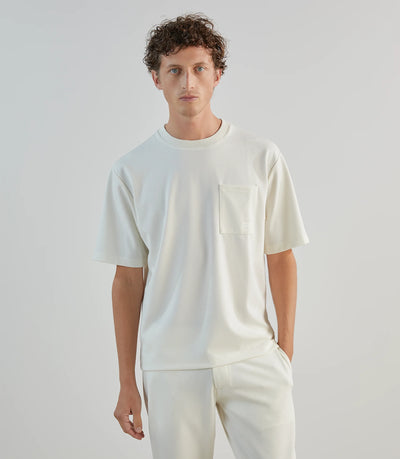 T-shirt col rond en jeu de points écru - IZAC