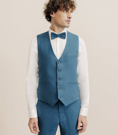 Gilet 100% lin bleu vert - IZAC