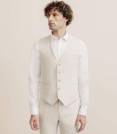 Gilet 100% lin beige - IZAC