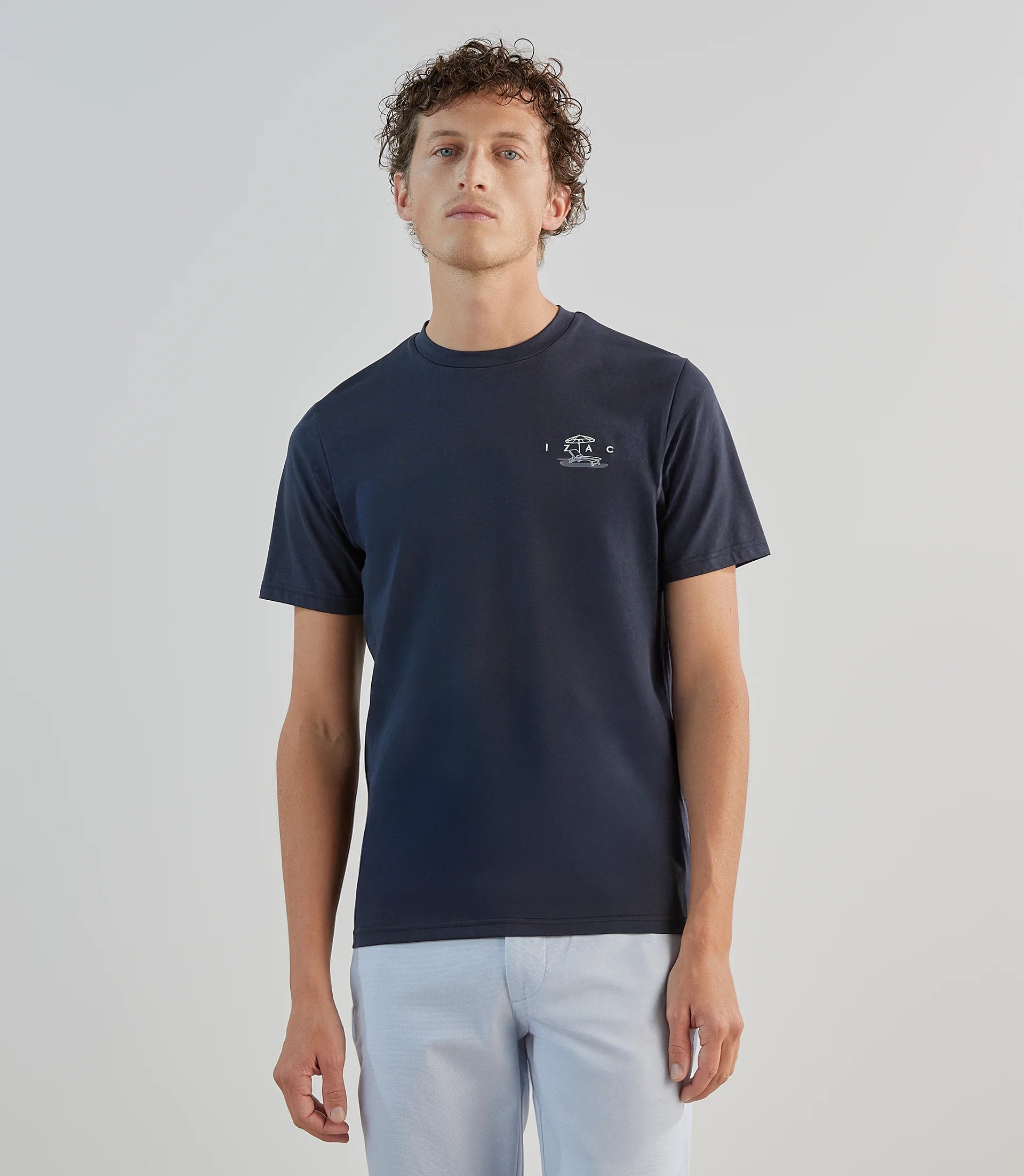 T-shirt col rond avec print marine - IZAC