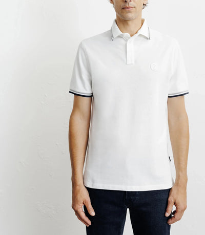 White button-down polo shirt