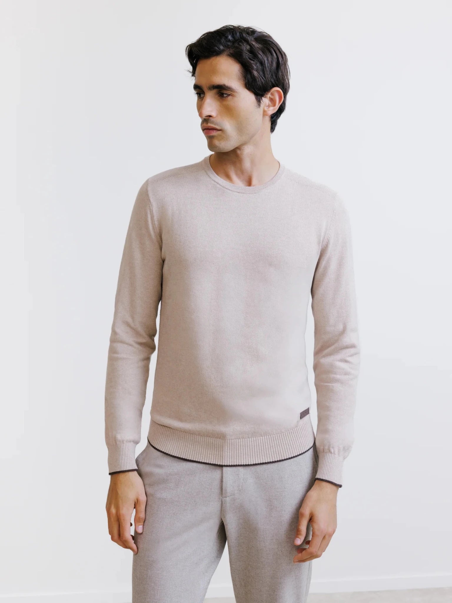 Pull col rond beige - IZAC