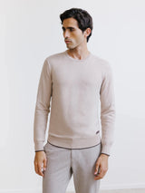 Pull col rond beige
