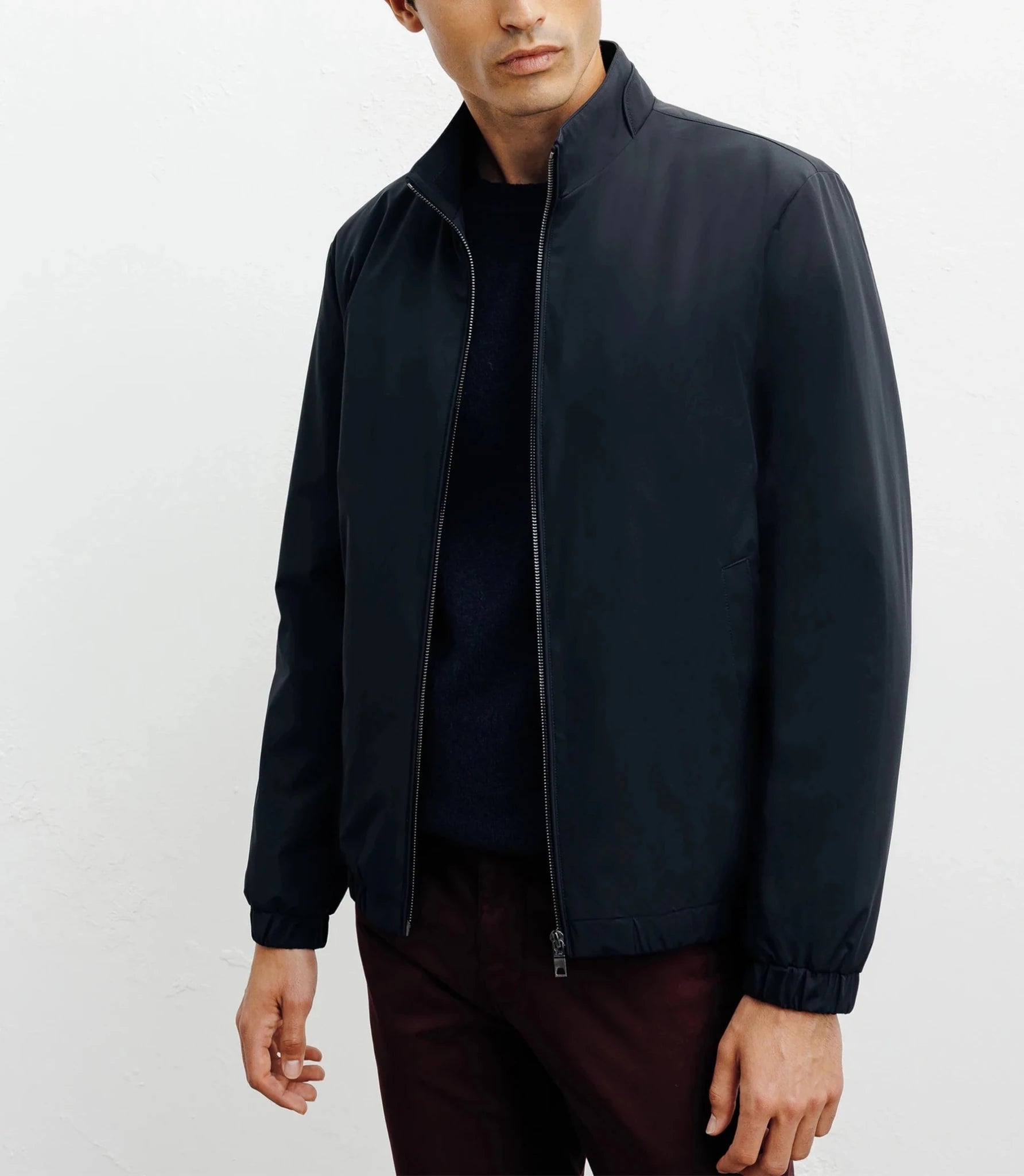 Navy shirt collar jacket