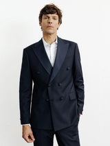 Navy double-breasted suit