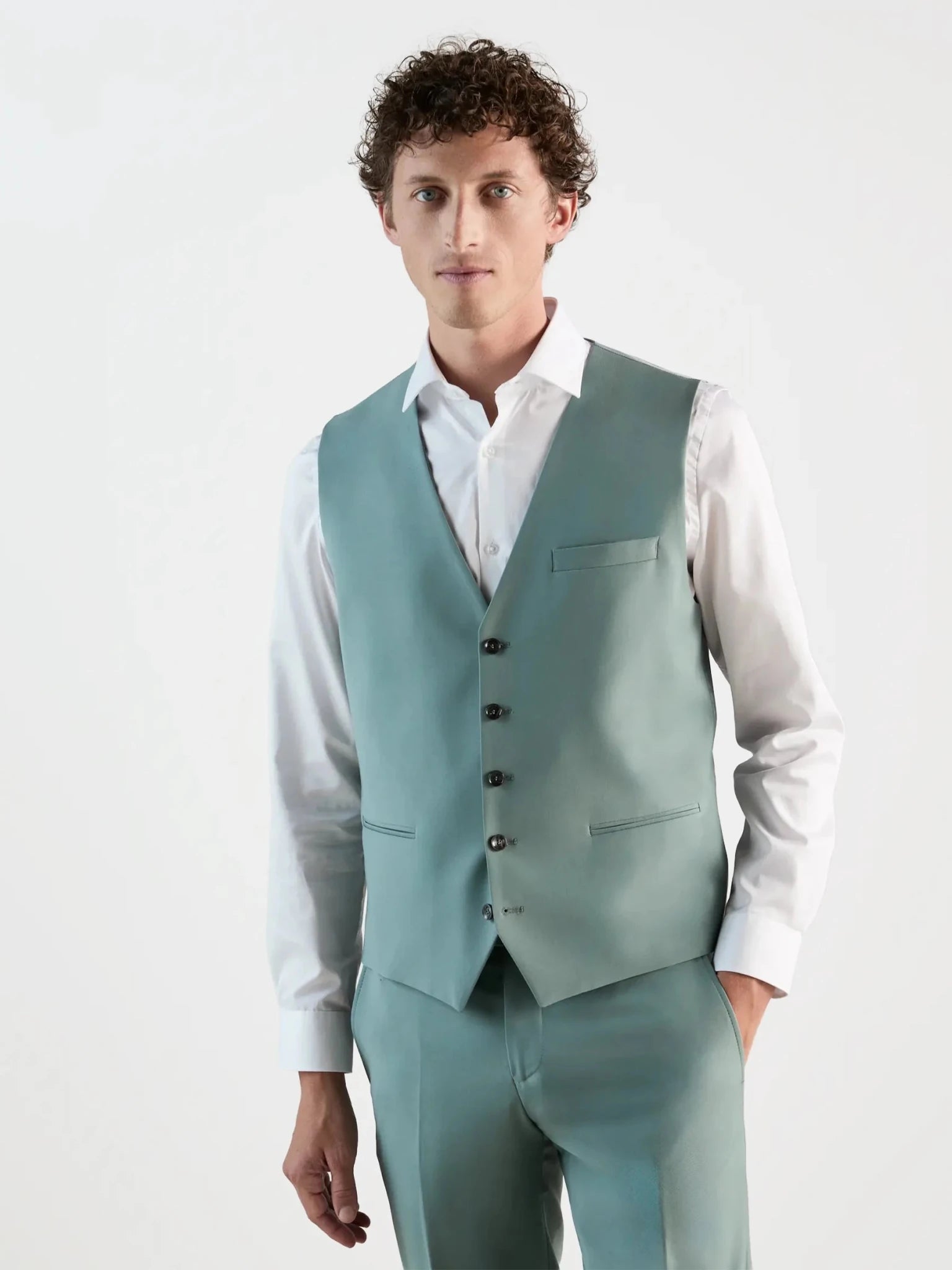 Gilet ville en laine majoritaire vert clair - IZAC