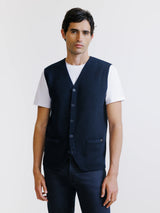 Gilet sans manche en maille marine