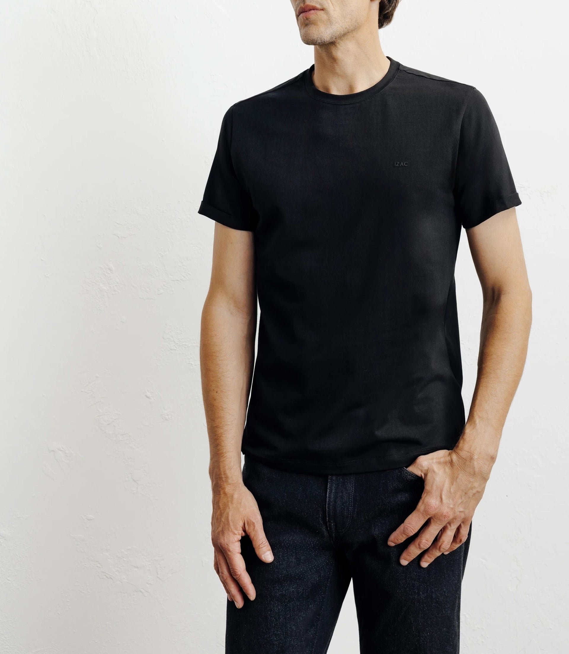 Black scoop-neck T-shirt