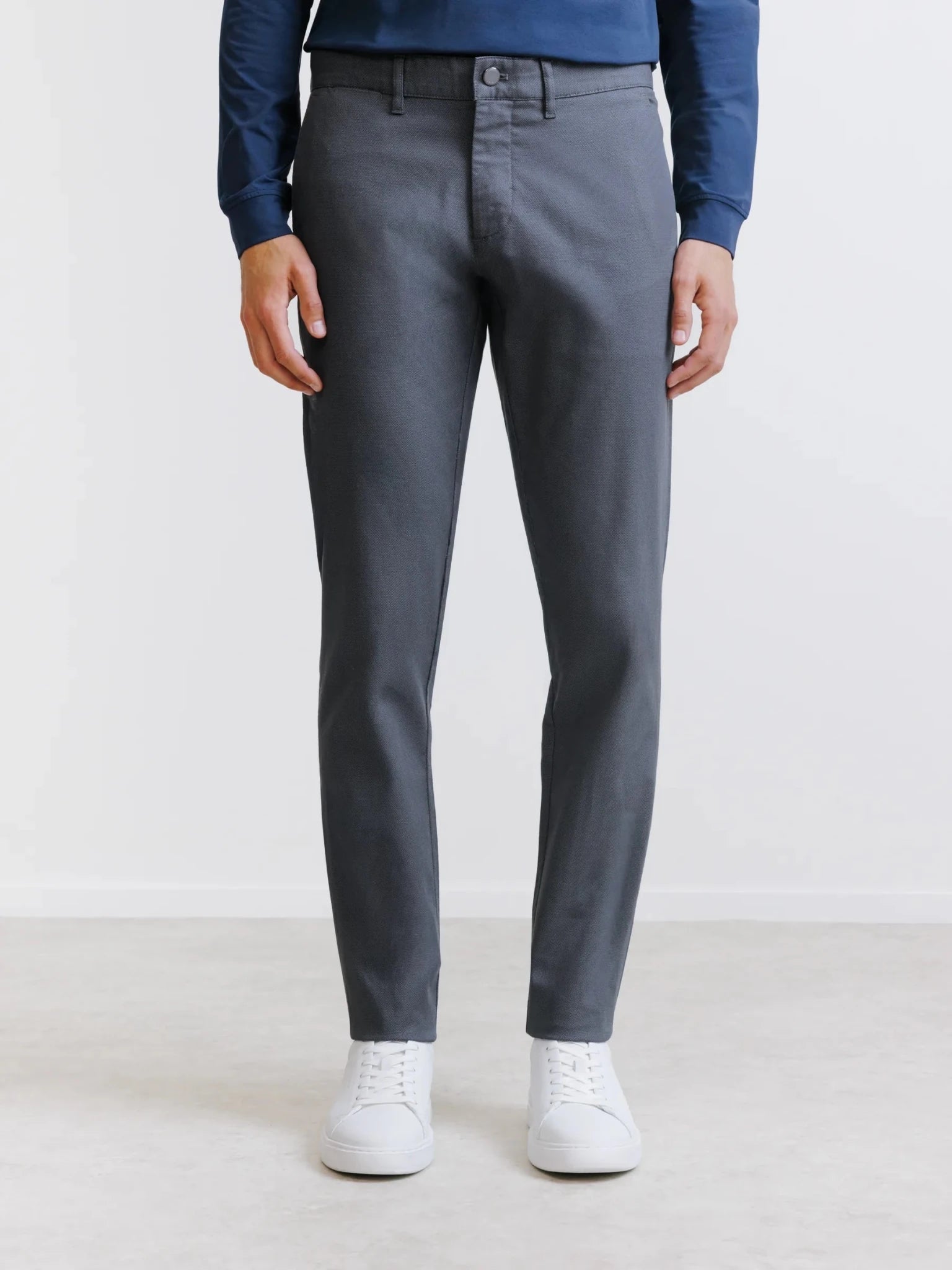 Grey slim-fit armored pants