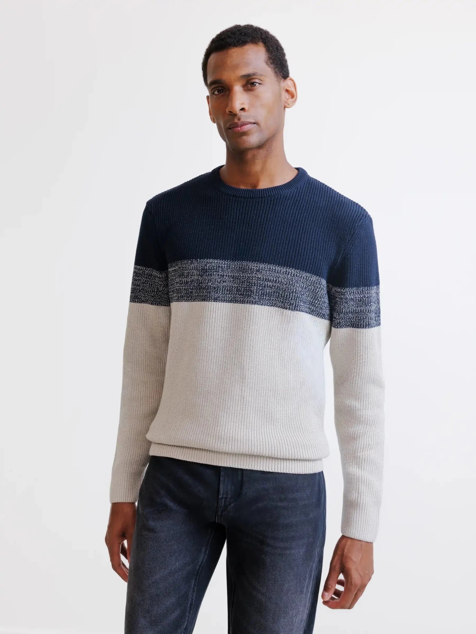 Pull col rond marine - IZAC
