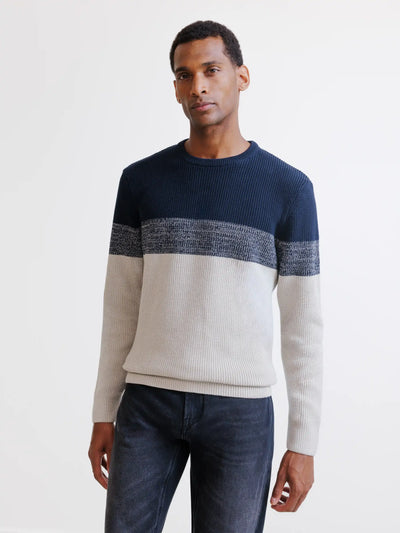 Pull col rond marine