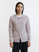 Beige wool collared cardigan