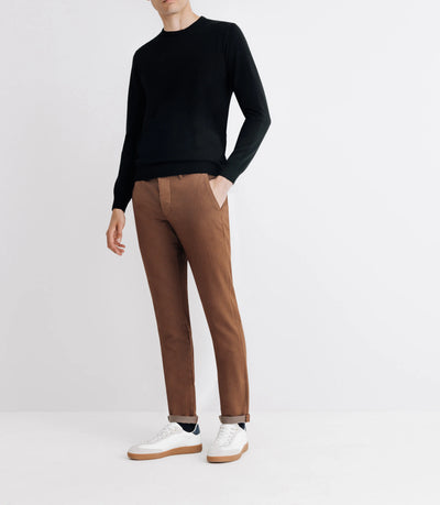 Pull en laine mérinos col rond noir - IZAC