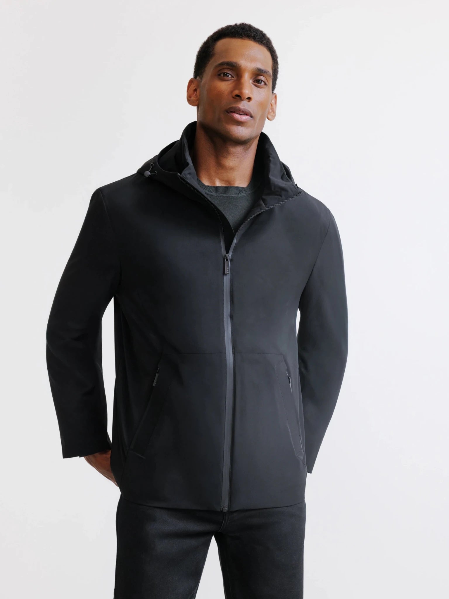 Black hooded jacket