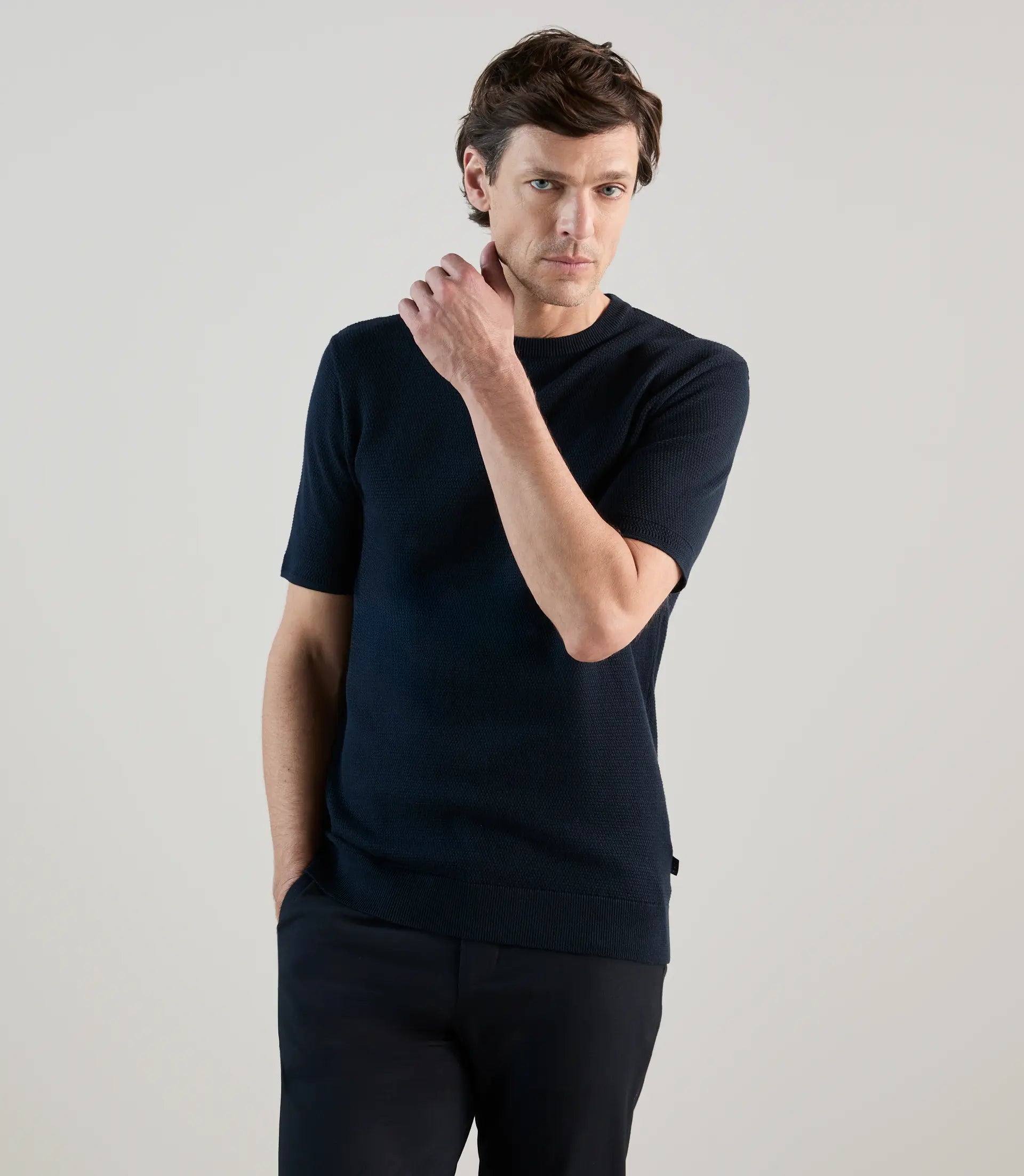 T-shirt à manches courtes en jeu de points marine - IZAC