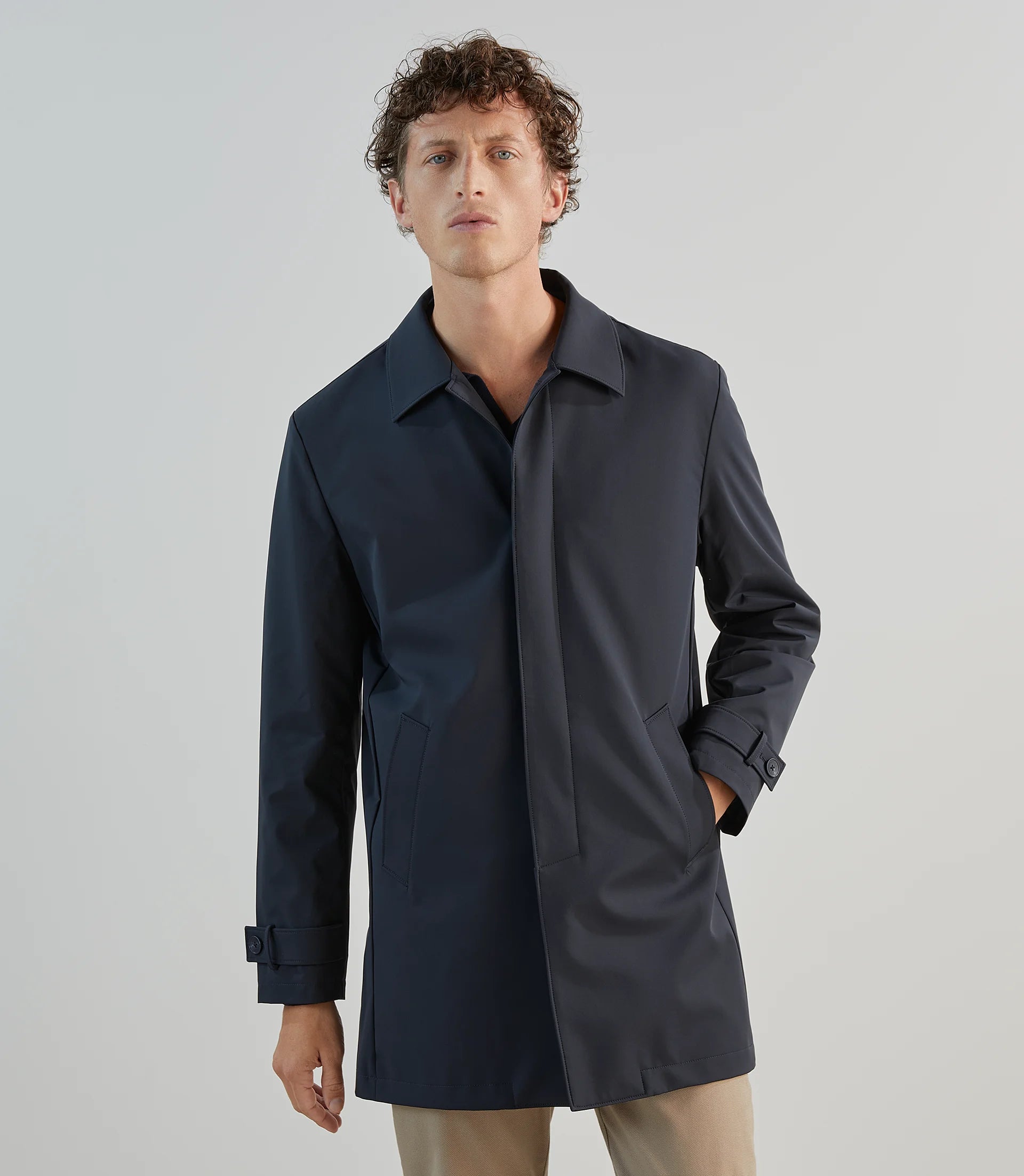 Manteau mi - long léger marine - IZAC