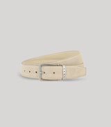 Ceinture réversible en cuir nubuck écru - IZAC