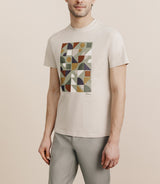 T-shirt print manches courtes beige