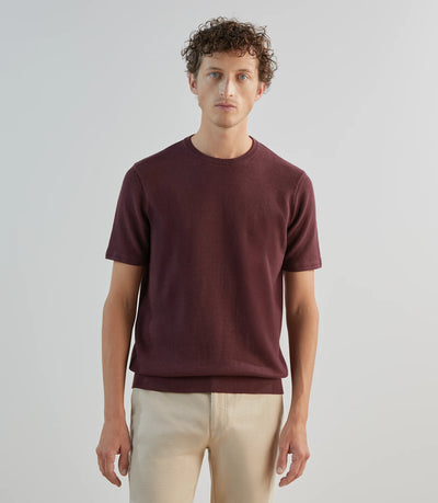 T-shirt à manches courtes en jeu de points bordeaux - IZAC