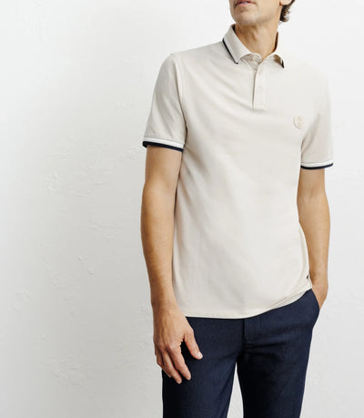 Polo piqué boutonné beige