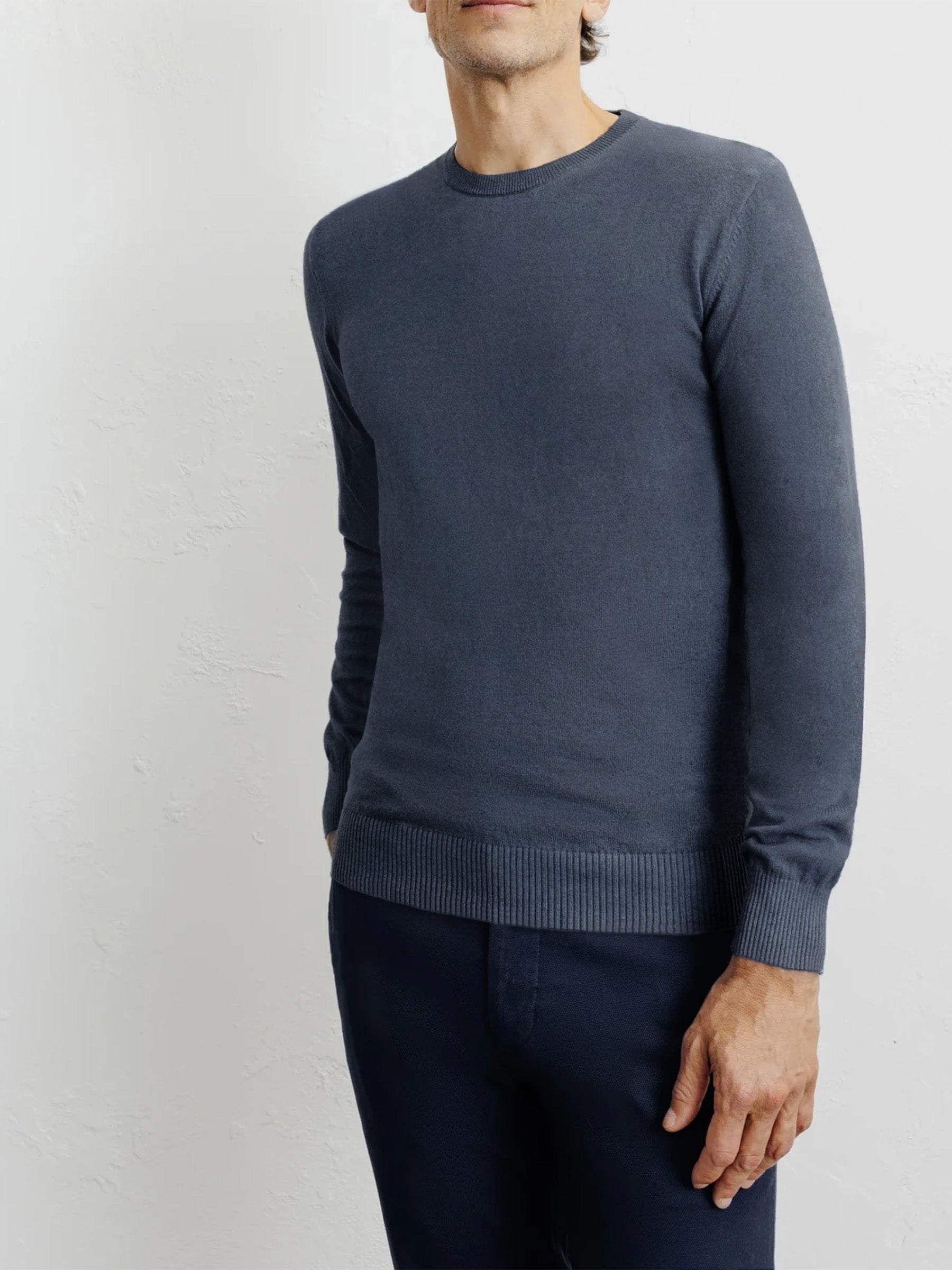 Indigo crew neck jumper