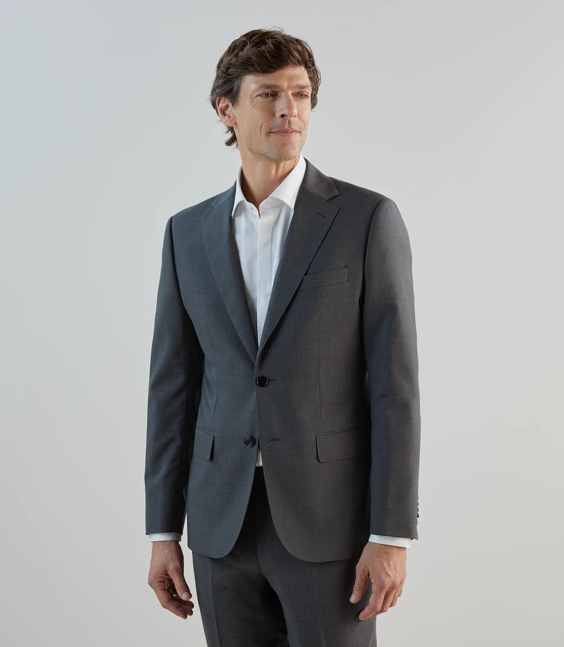 Costume 2 boutons 100% laine gris moyen - IZAC