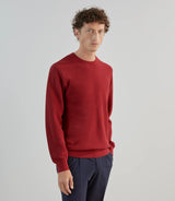 Pull col rond en jeu de points rouge foncé - IZAC
