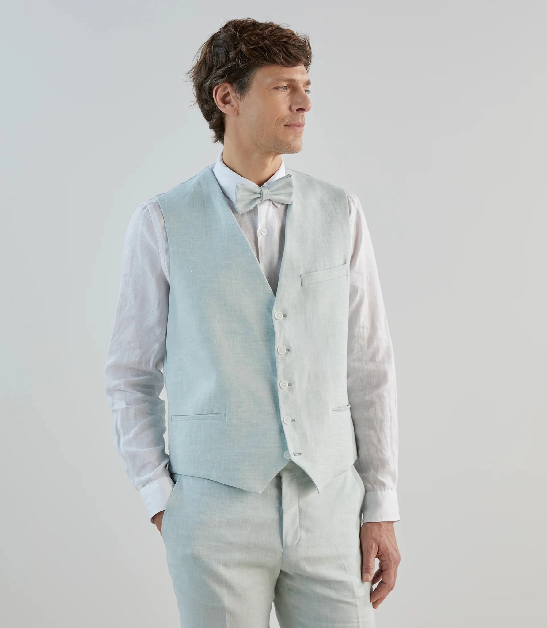 Gilet ville 100% lin vert d'eau - IZAC