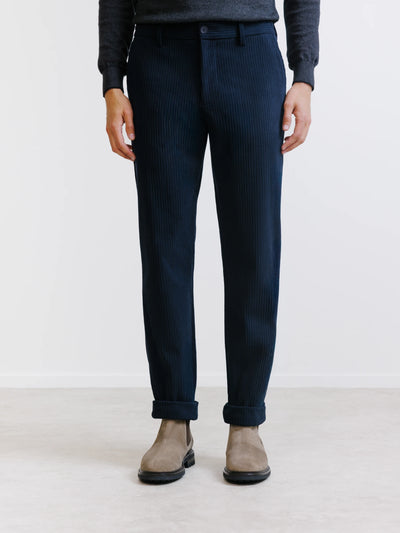 Navy velvet trousers