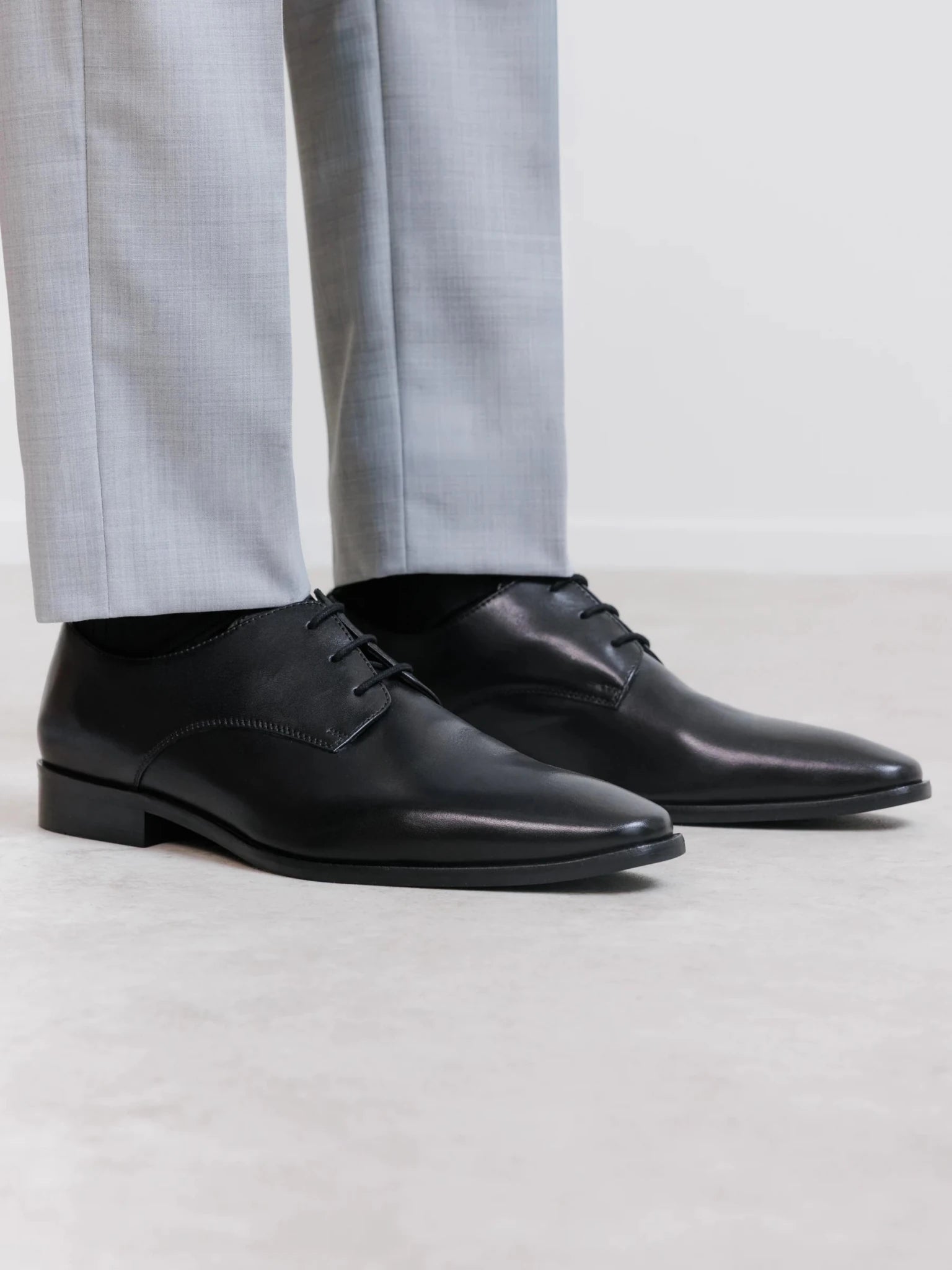 Black leather derby