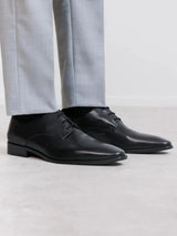 Black leather derby