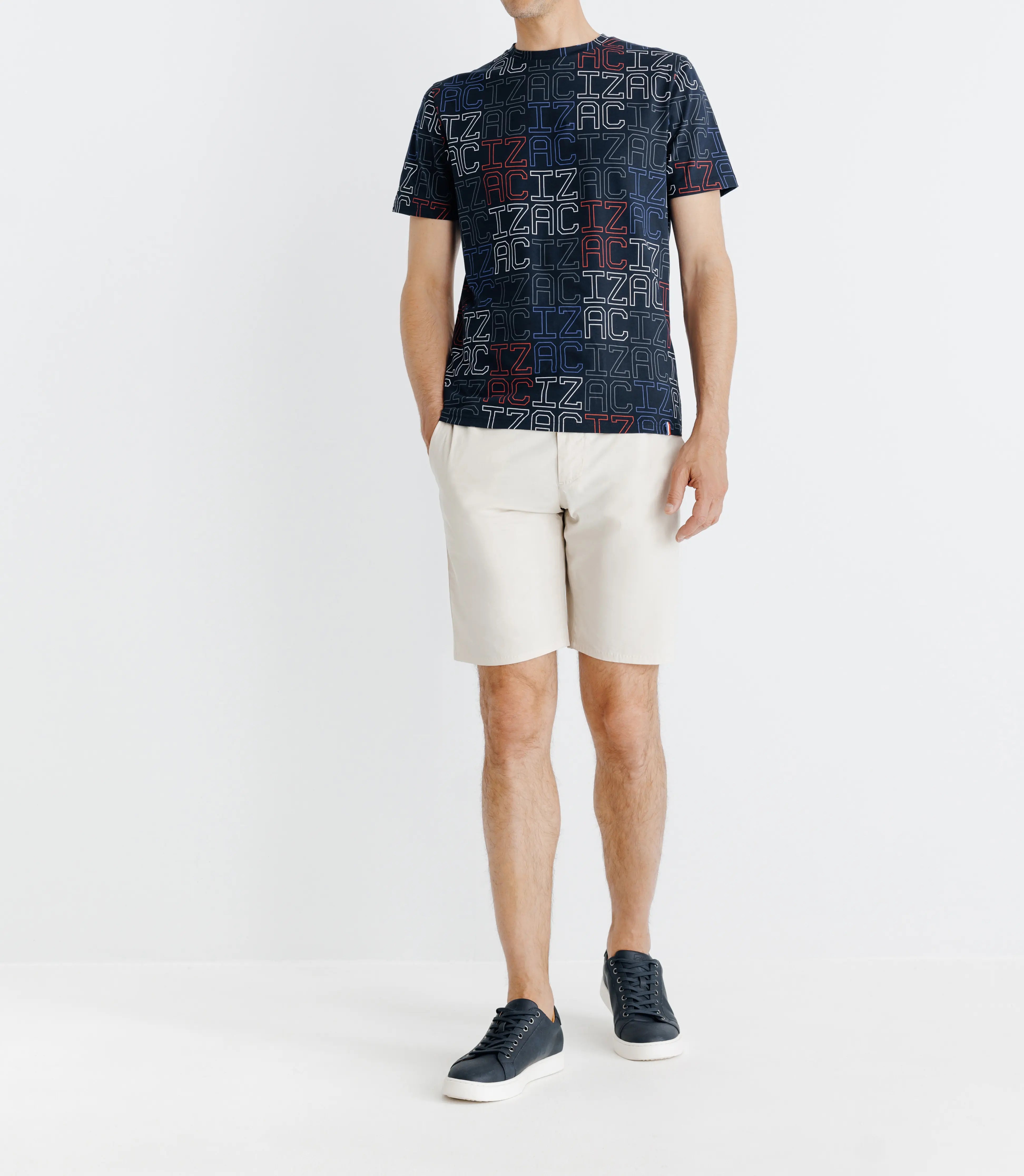 T-shirt à motifs manches courtes marine - IZAC